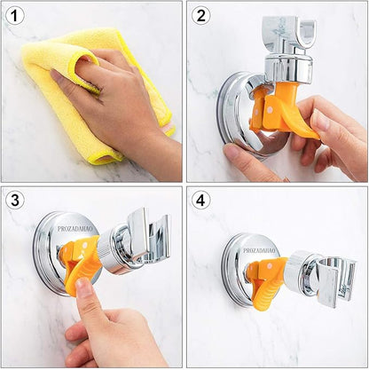 Adjustable Shower Head Holder, Bathroom Suction Cup Handheld Shower Head Bracket, Removable Handheld Showerhead & Wall Mounted Suction Bracket (Yellow, 2)