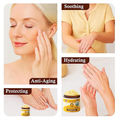 Sweet Bee Magic All In One Healing Organic Balm - Natural Skin Healing Cream, Beeswax Balm for Dry Skin, Face & Body Moisturizer - Certified Organic, All Natural Aid- 3 Jars (4oz Each, 12oz Total)