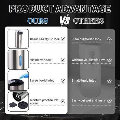Automatic Soap Dispenser, Automatic Soap Dispenser Touchless, Kitchen & Bathroom, 3 Adjustable Volume for Liquid Soap, Water-Resistant, Hotel, Restaurant and School, Clog-Free, Stainless Steel