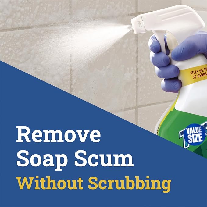 Tile Multi Surface Disinfecting Soap Scum Remover Spray, 32 Fl Oz, Kills 99.9% of Bacteria and Viruses bundled with Micro Fiber Cloth