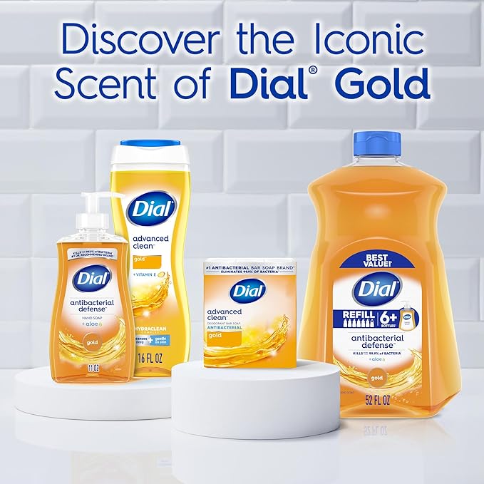 Dial Body Wash, Advanced Clean Gold, 16 Fl Oz, Pack of 4, Hydraclean Complex & Vitamin E, Gentle, Leaves Skin Feeling Nourished, Dermatologist-Tested, No Parabens & Sulfates