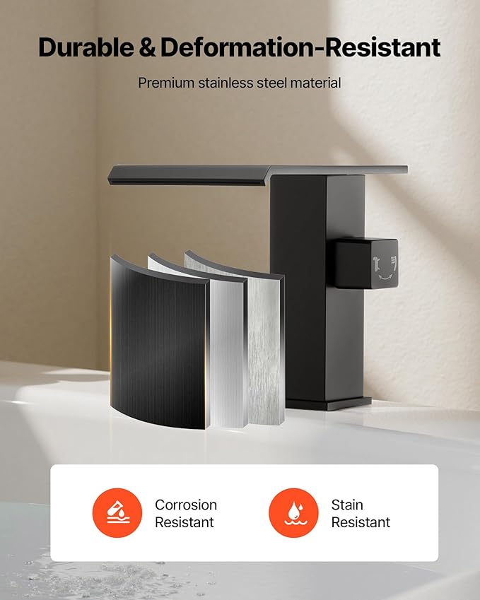 VEVOR Roman Tub Faucet, 3 Hole Waterfall Bathtub Faucet, Roman Bathtub Faucets Set with Shower Head & 1 Handle, Deck Mount Bath Tub Faucets Set for Pet Washing, Baby Care, Adult Bathing, Matte Black
