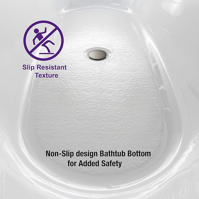 WOODBRIDGE 59" Acrylic Freestanding Bathtub Contemporary Soaking White Tub with Brushed Nickel Overflow and Drain,B0014 -B/N-Drain &O