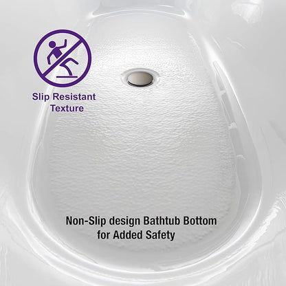 WOODBRIDGE 59" Acrylic Freestanding Bathtub Contemporary Soaking White Tub with Brushed Nickel Overflow and Drain,B0014 -B/N-Drain &O