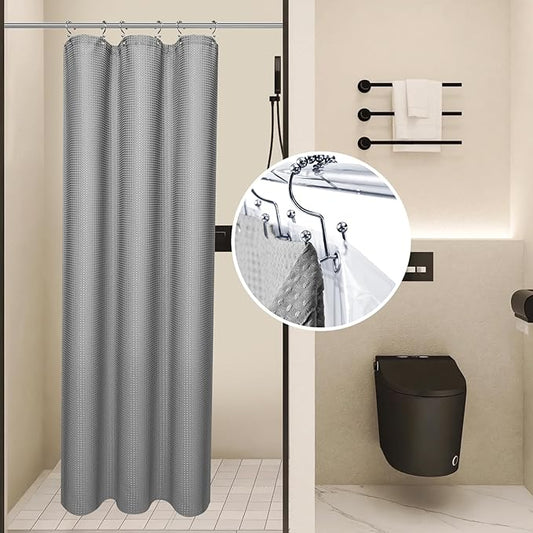 LaCyan 3 in 1 Waterproof Waffle Weave Shower Curtain and Clear Liner Set with 12 Stainless Steel Hooks Double Sided for Bathroom 72 Inches Heavy Duty Polyester Fabric Shower Curtains 36x72