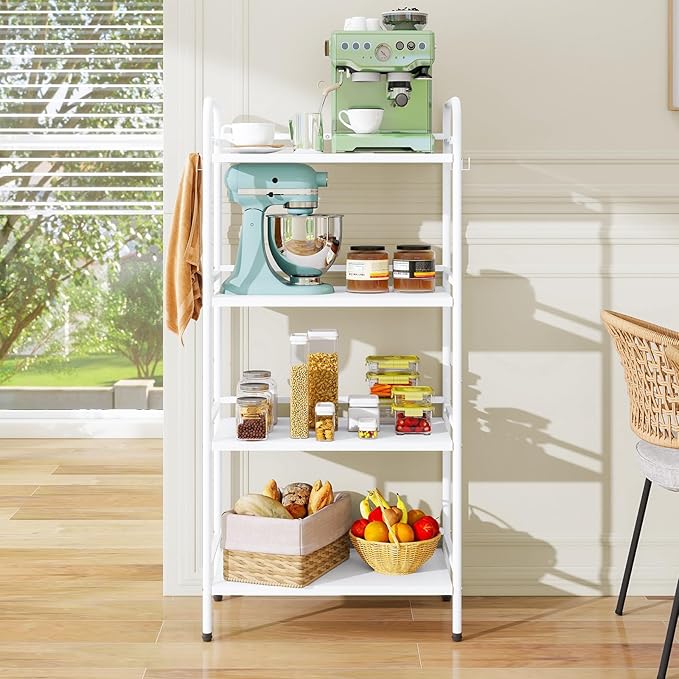 HDANI Storage Shelves, 4-Tier Metal Storage Rack with Shelf,Shelf Organizer,Garage Standing Shelving Unit for Laundry,Bathroom,Kitchen,Pantry, Closet,23.6''W X 13.8''D X 50 H'',White