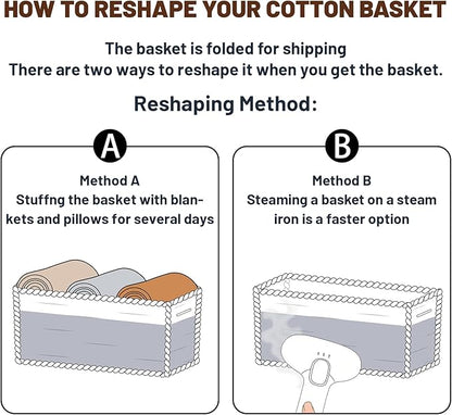 Large Shallow Organizing Baskets 15x11x5.1 Inches - Rope Woven Storage Bins for Bathroom, Shelves, Cube Closet, Gradient Brown 3 Packs