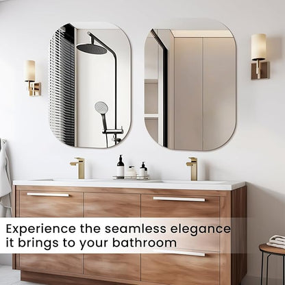 VASUHOME Frameless Bathroom Mirror, 24 x 36 Inch Wall Vanity Mirror, Large Wall Mounted Mirrors for Bathroom, Living Room, Bedroom