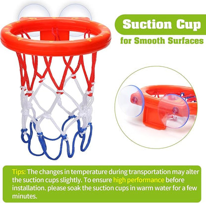 Bath Toys - Bathtub Basketball Hoop for Kids Toddlers - Bath Toys Shower Toys for Kids Ages 4-8,Suction Cup Basketball Hoop & 3 No Hole Balls Set for Boys Girls