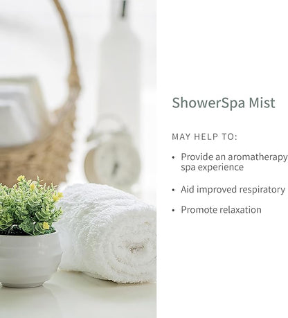 European Spa Source Energizing Lemongrass + Eucalyptus ShowerSpa Mist Spray for Aromatherapy, at Home Spa Experience, Sinus Congestion Relief, and Tension Relief, 4 fl oz.