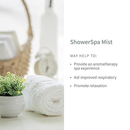 European Spa Source Jasmine + Eucalyptus ShowerSpa Mist Spray for Aromatherapy, At Home Spa Experience, Sinus Congestion Relief, and Tension Relief, 4 fl oz.