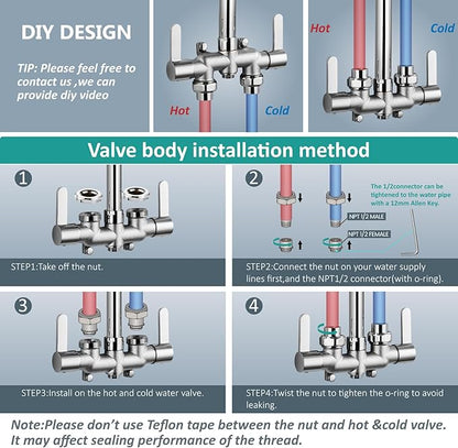 Aolemi Outdoor Shower Fixtures Outdoor Shower Kit Faucet System 3 Inch Center 2 Handle Exposed Shower with Brass Mix Valve with Adjustable Bar Pipe Upward Polish Chrome