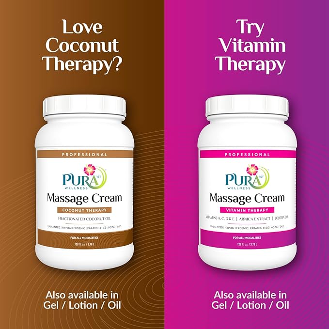 Coconut Therapy Massage Cream, Coconut Massage, Professional Deep Tissue Therapy, Unscented, Recovery, 128oz