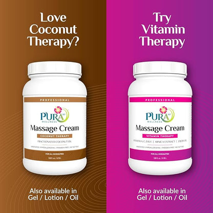 Coconut Therapy Massage Cream, Coconut Massage, Professional Deep Tissue Therapy, Unscented, Recovery, 128oz