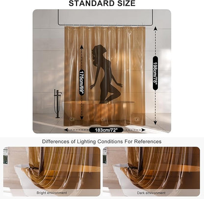 AmazerBath Long Shower Curtain Liner, 100% EVA Soft Clear Amber Heavy Duty 78 inch Shower Curtain and Liner 2-in-1, 72x78 Plastic Bathroom Shower Curtain, 12 Rustproof Grommets & 3 Weighted Stones