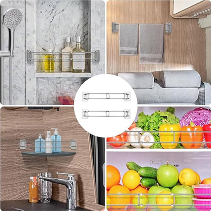 RV Shower Corner Storage Bar, RV/Camper/Travel Trailer Bathroom Corner Stainless Steel Storage Bar, 7.8~13.4in Adjustable (1 Pack)