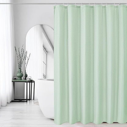 Gibelle Extra Long Shower Curtain 72 x 84, Tall Waffle Weave Textured Fabric Shower Curtain for Bathroom, Water Repellent, Machine Washable, Mint Green