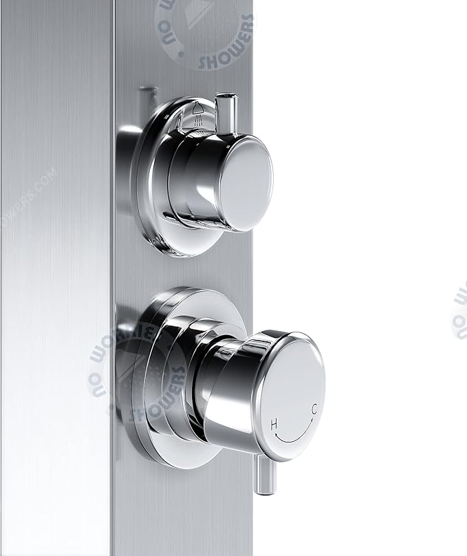 Bondi Silver ADA 316 Marine Grade Stainless Steel Outdoor Shower Panel-No Rust! Perfect for Swimming Pools. Hot & Cold Water Connections! Wall-Mounting & Freestanding Options