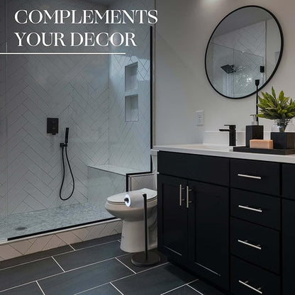 Marmolux Acc - Free Standing Toilet Paper Holder 1pc - Bathroom Storage for 4 Rolls of Tissue Modern Stainless Steel Matte Black Toilet Paper Holder. - Tp Holder Stand
