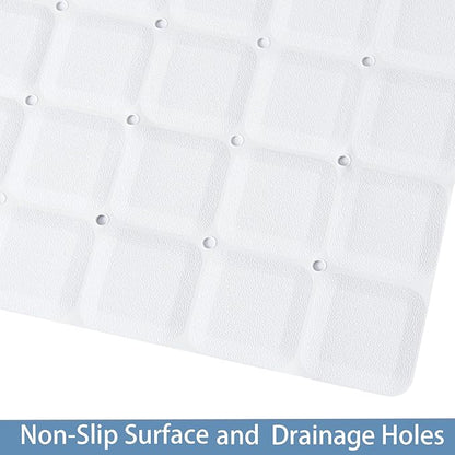 Foldable Silicone Bathtub Mat: Jumbo Size Heavy Duty Safety Bath Mat for Tub Without Suction Cups Non Slip Bath & Shower Mat for Textured, Reglazed, Refinished Tub (White, 35.8 x 17.7)