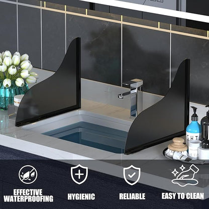 Shower Splash Guard Kit - Large Size Thickened Water Blocker with Extra-Strong Adhesive for Walk-in Shower/Bathroom/Bathtub/Kitchen Sink - Black Frosted/Matte Acrylic Plate Pack of 2(10"x12")