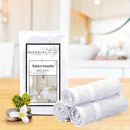 Hand Towels (Pack of 24) White Economy Towels Salon Towels - 100% Cotton Spa Towel– 16 x 27 Inches Highly Absorbable, Facial, Gym, Hair Face Towels Bulk