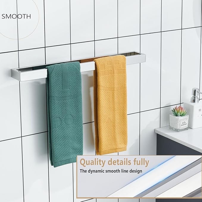 KOKOSIRI Towel Holder Chrome Bath Towel Bar Rack 20-Inch Kitchen Holder Polished Stainless Steel for Bathroom Hardware Wall Mounted, 1 Pack B4008CH-L20