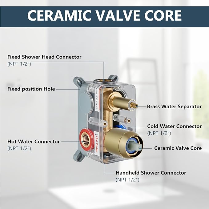 Aolemi Shower Faucet Set Rain Shower System with Handheld Spray Bathroom Shower Combo Rough-in Valve and Shower Trim Kit Included Brushed Gold 8 Inch Wall Mount Shower Head