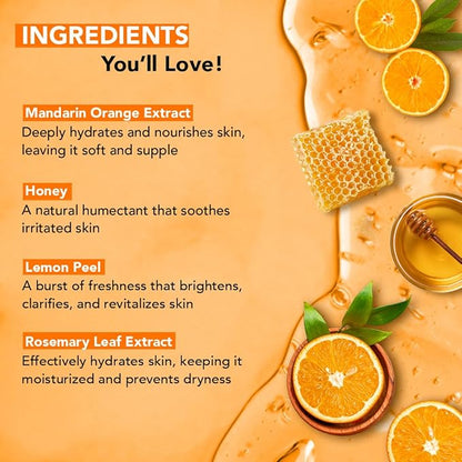 Botanic Hearth Mandarin Orange & Honey Body Wash – Refreshing Shower Gel with Lemon Peel Extract, Brightening & Hydrating Formula, Sulfate & Paraben Free – 16 fl oz