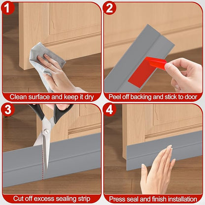 MYFAMIREA Door Weather Stripping 2IN (W) x 10FT (L) Door Draft Stopper Seal Tape Silicone Seal Strip Self Adhesive Shower Sweep Insulation Tape Side Bottom Strip for Sliding Glass Window Gap, Gray