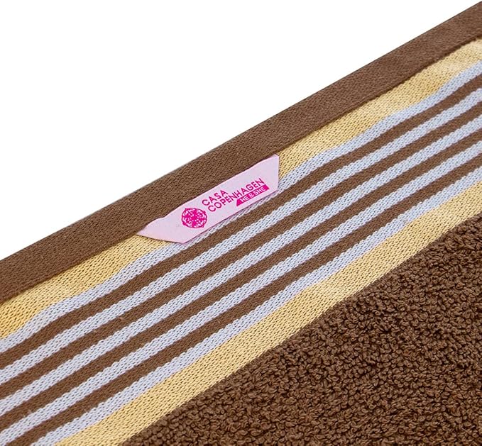 CASA COPENHAGEN He & She 2 Pieces Large Bath Sheet Set- Brown + Beige, 550 GSM, Designed in Denmark Made of Soft Egyptian Cotton for Bathroom, Kitchen & Shower