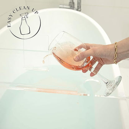 34" Supreme - Clear Acrylic Bathtub Tray Caddy Tub Shelf, Spa Board Luxury Bathroom Bath tub Table, Fits Across Bathtubs, Book, iPad and Wine Glass Holder (Supreme, 34")