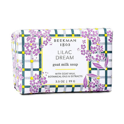 Beekman 1802 Lilac Dream Goat Milk Soap - 3.5 oz Each - Scented - Nourish, Moisturize & Hydrate - 100% Vegetable Soap with Lactic Acid - Triple Milled - for Sensitive Skin - Cruelty Free