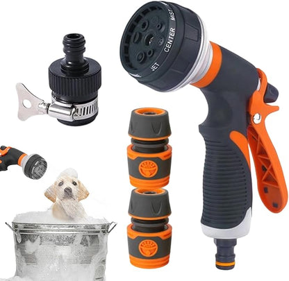 Hose Sprayer Nozzle - Spray Nozzles for Garden Hose, 8 Adjustable Spray Patterns High Pressure Irrigation Attachment Head for Car Wash Showering Pets Outdoor Fun Lawns and Watering Plants