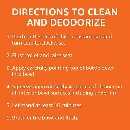 Amazon Basics Toilet Bowl Cleaner with Cling Action Formula, Bleach, Fresh Scent, 24 Fl Oz, Pack of 2