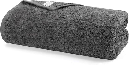 SEMAXE Grey Bath Towel, 100% Cotton Towel with Hanging Loop, Hotel & Spa Quality Soft Absorbent Towel for Bathroom, Gift Box Packaging, 1 Pc Bath Towel, 55" L x 27" W