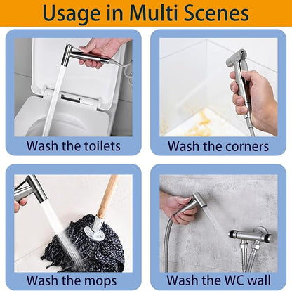 Handheld Bidet Sprayer Set, Toilet Bidet Attachment with 3-Way Faucet Diverter Bathroom Bidet WC Spray with 2M Hose, Used for Cleaning Sink, Bathroom Corner, Toilet, Personal Hygiene