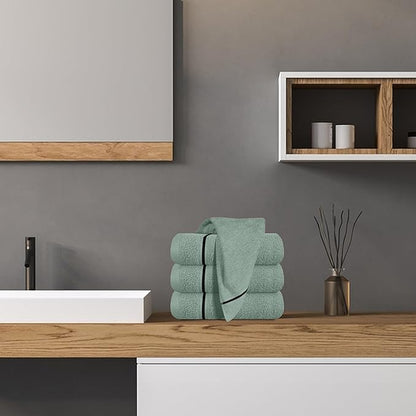 MyOwn Ultra Soft Cotton 6 -Piece Hand Towel Set 16x24 Inch, Ideal for use in Bathroom, Kitchen, Gym, Spa & General Cleaning, Compact & Lightweight Multi Purpose Hand Towels - Jade