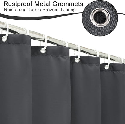 AooHome 96 inch Extra Long Solid Shower Curtain for Hotel, Water Repellent Shower Curtain Liner with Hooks, 72 Width x 96 Height inch, Dark Grey