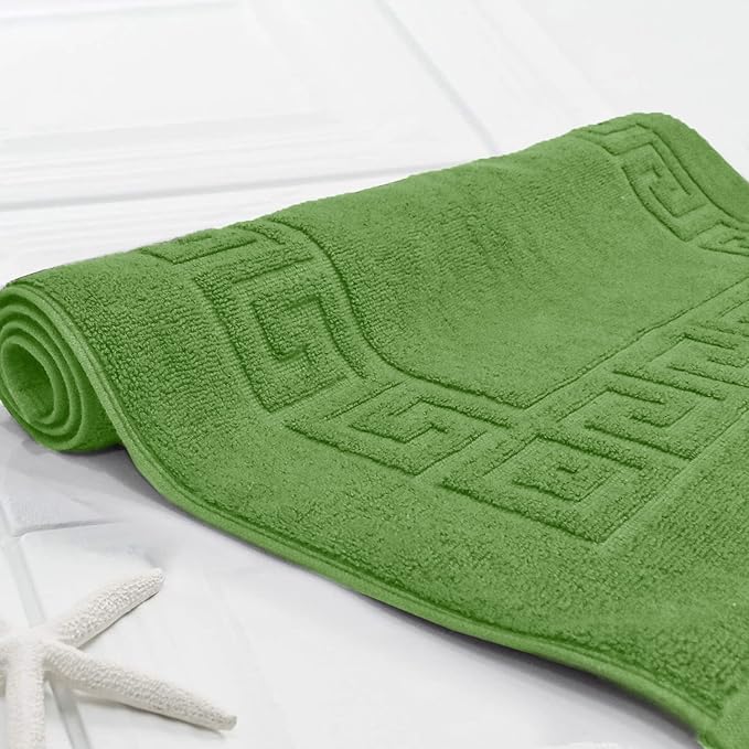 DAN RIVER Greek Cotton Bath Mats Set of 2 – Not a Bathroom Rug, Ultra Soft, Highly Absorbent & Machine Washable Bath Mat Towel for Bathroom Floor Mat – Durable, Quick-Dry, 21x34 Inches, Sage Green