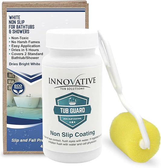 Tub Guard Anti Slip - White Bathtub & Shower Grip Textured Non Slip Coating for Slippery Tubs or Shower Floors - 4 oz. (4 Tubs or Shower Pans)