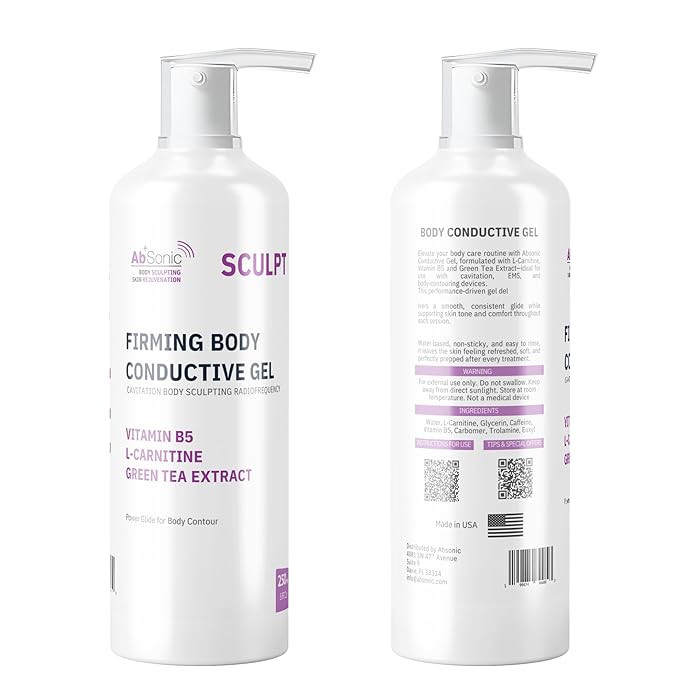 Absonic Sculpt Firming Cavitation Conductive Gel - Toning Gel Enriched with L-Carnitine & Green Tea Extract for Body Cavitation, Sculpting & Tightening Devices - 8.5oz Bottle - Made in USA
