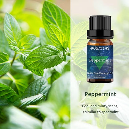 BURIBURI Eucalyptus Oil and Peppermint Essential Oil, 100% Pure, Undiluted, Natural, Organic Aromatherapy Eucalyptus Essential Oils Gift Set, 10MLx2