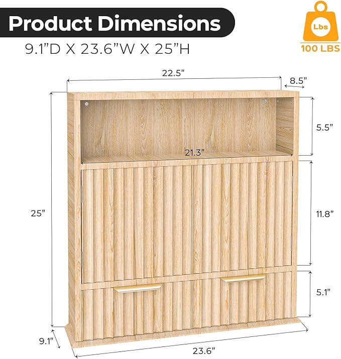 Bathroom Wall Cabinet, Wall Mounted Medicine Cabinet with Drawers, Modern Farmhouse Storage Cabinet with with Adjustable Wood Shelf & Doors for Bathroom, Kitchen, Laundry Room (Natural Oak)