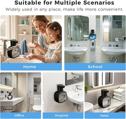 Automatic Liquid Soap Dispenser, 17oz/500ml Touchless Rechargeable with 4-Level Adjustable & IPX5 Waterproof - Level Display for Wall/Tabletop Use in Bathroom, Kitchen, Black