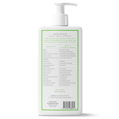 Native Body Lotion Contains Naturally Derived Plant-Based Moisturizers for Women and Men | Restores Dry Skin, Cucumber & Mint, 16.5 fl oz