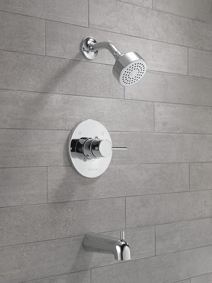 Delta Faucet Modern Single-Handle Chrome Tub and Shower Trim Kit, Shower Faucet with Single-Spray Touch-Clean Shower Head, Chrome T14459-PP (Valve Not Included)