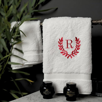 Decorative and Monogrammed Hand Towels for Bathroom Kitchen Makeup | Personalized Gift for Wedding-Bridal | Roman Font Custom Luxury Turkish Towel | Spa Collection, Oversized, 16 X 30 Inch, Set of 2