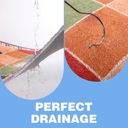 Square Shower Mat 23x23 Inch Non-Slip with Drain Hole, Shower Floor Mats for Bathroom, PVC Loofah Stall Mat, Secure Boho Bath Mats