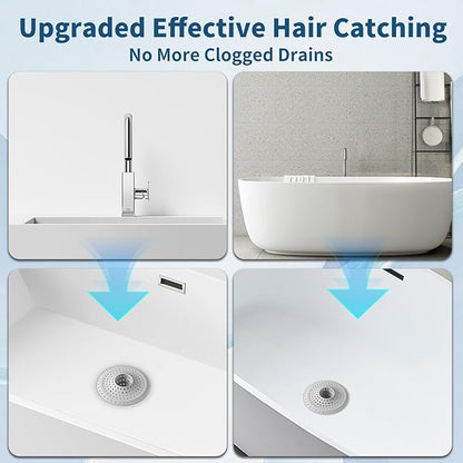 Bathtub Drain Hair Catcher,Tub Shower Drain Hair Trap/Strainer,3PCS Silicone Collapsible Tub Hair Catcher Drain Protector Designed for 1.47" to 1.75'' Regular Drains(Patent Pending)